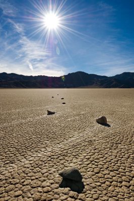 Racetrack moving stones in Death Valley