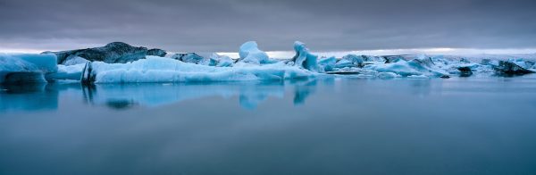 Scenic panoramic view of Jolulsarlon lagoon Iceland