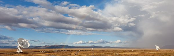 Panoramic view of VLA Very Large Array after a storm New Mexico