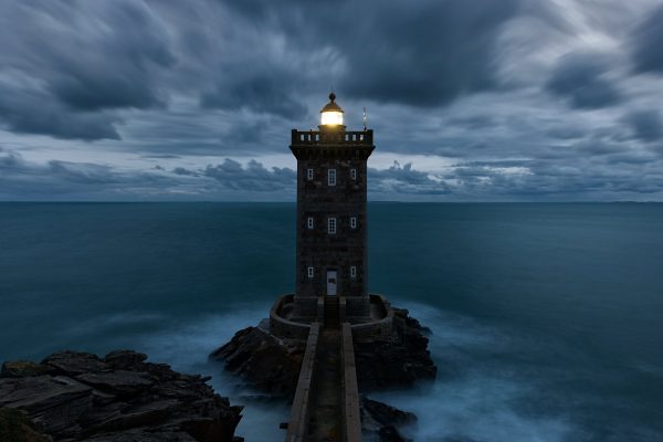 Scenic night view of Kermivan phase in Bretagne