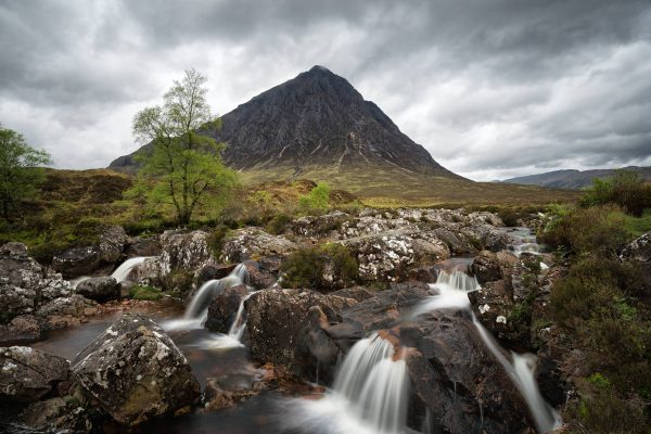 scenic view of Buachille Etive Mor waterfall Scotland